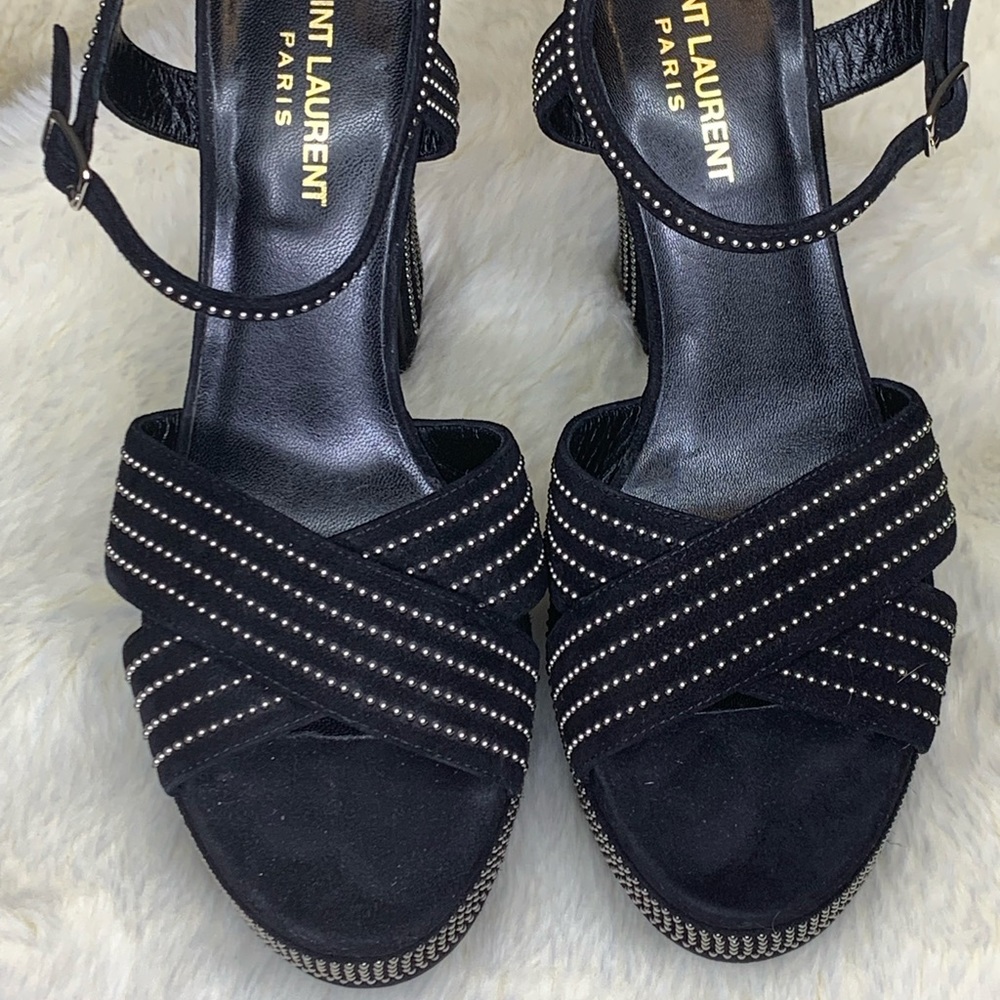 Saint Laurent Black studded Platform Heel
